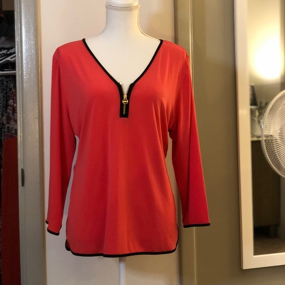 NWOT Calvin Klein Pink Zip Neck Top - Picture 10 of 11